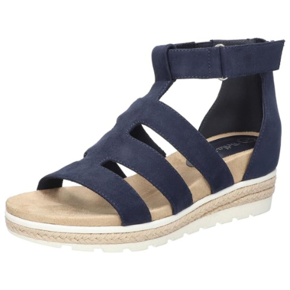Bella Vita Women's Zinia Wedge Sandal Size 6 WW (Wide Fit) NAVY Suede